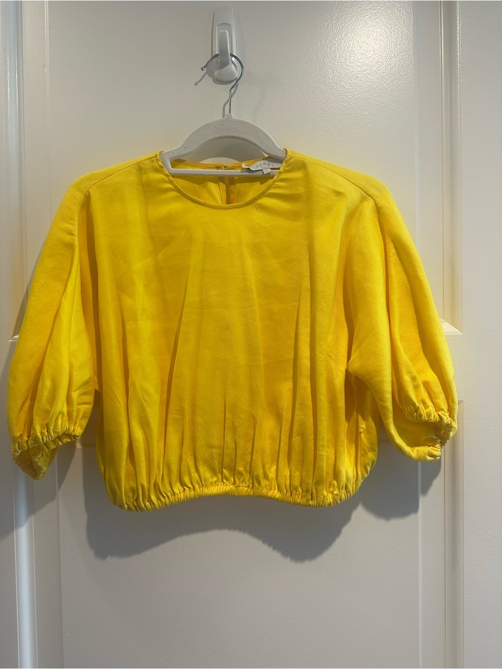 Pearl by Lela Rose Lemon Yellow Cropped Blouse. Size Small